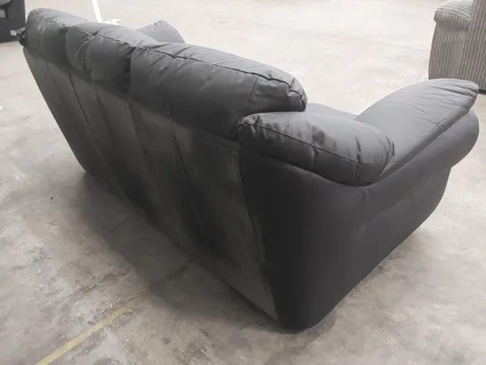 DESIGNER 3 SEATER BLACK VEGAN LEATHER SOFA