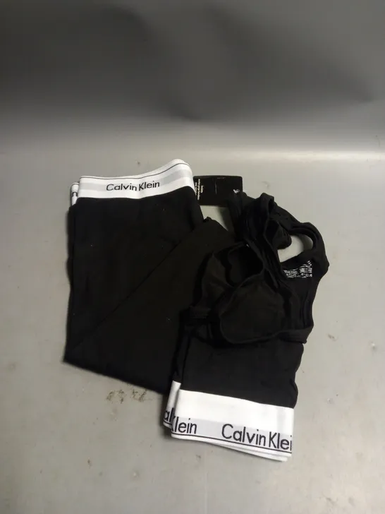 BOXED CALVIN KLEIN LADIES CROP TOP AND LEGGINGS SET BLACK SMALL