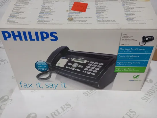 PHILIPS PPF 675E MAGIC 5 ECO VOICE, FAX, TELEPHONE, COPIER, ANSWERING MACHINE AND SMS 