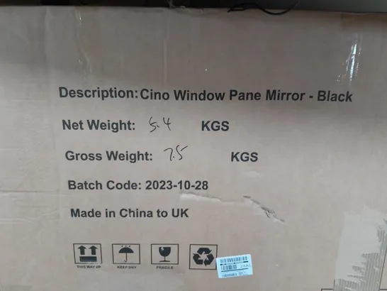 BOXED CINO WINDOW PANE MIRROR - BLACK - COLLECTION ONLY RRP £45