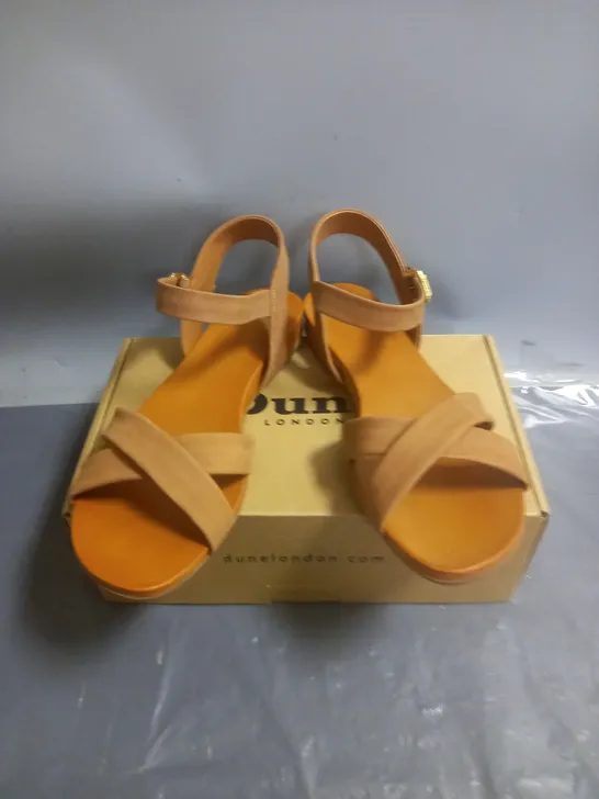 DUNE LONDON CROSS TRAP COMFORT SANDALS CAMEL SIZE 8 