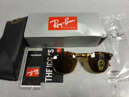 RAY BAN GLASSES WITH G-15 LENSES AND PATTERNED BROWN FRAME IN CASE 