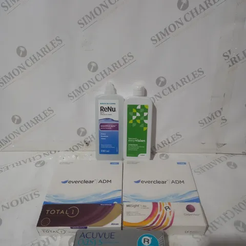 BOX OF APPROXIMATELY 30 VISION CARE ITEMS TO INCLUDE RENU, EASY VISION AND EVERCLEAR