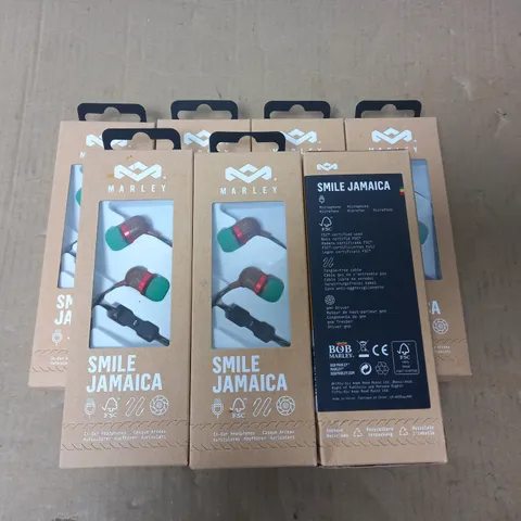 LOT OF 7 BOXED AS NEW MARLEY SMILE JAMAICA IN EAR HEADPHONES