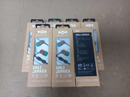 LOT OF 7 BOXED AS NEW MARLEY SMILE JAMAICA IN EAR HEADPHONES