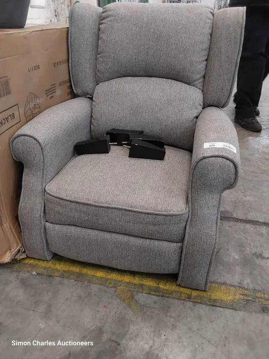 DESIGNER PUSH BACK RECLINING EASY CHAIR GREY FABRIC 