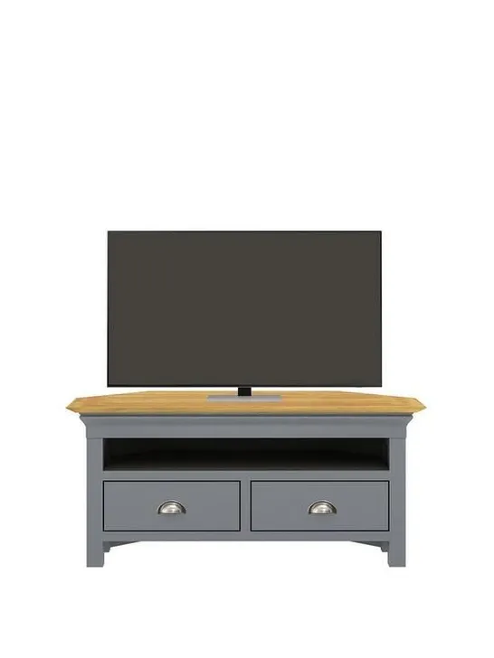 BOXED SEATTLE DARK GREY/OAK CORNER TV UNIT  RRP £309