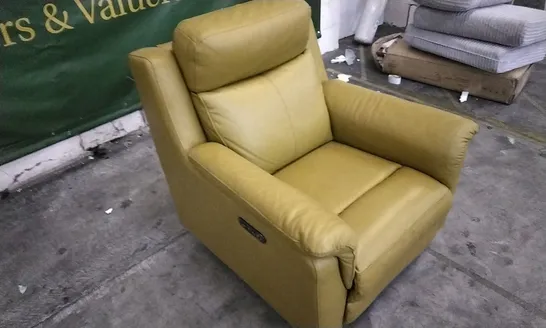 QUALITY DESIGNER MUSTARD LEATHER ELECTRIC RECLINING CHAIR