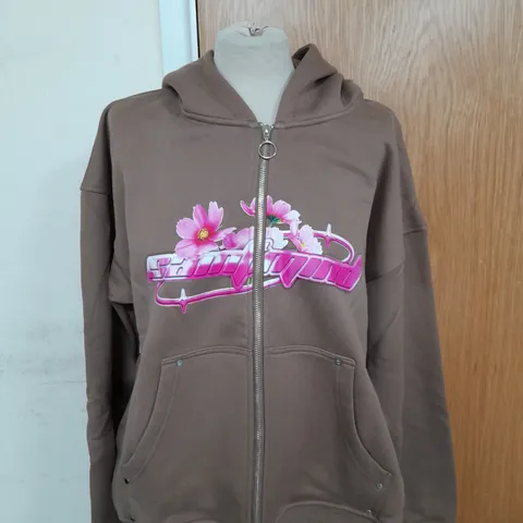 SAINT MIND FULL ZIP JERSEY JACKET IN BROWN AND PINK SIZE M