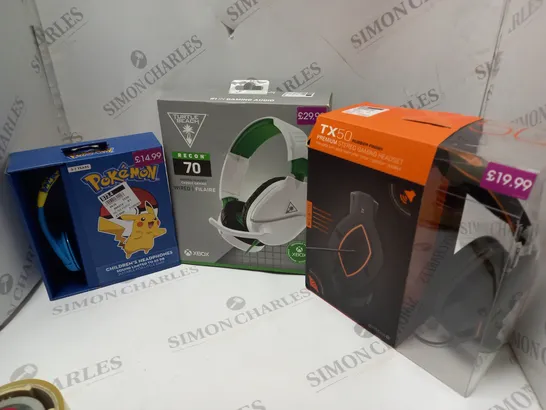 APPROXIMATELY 8 ASSORTED BOXED HEADSETS TO INCLUDE TURTLE BEACH, POKEMON, TX50, ETC