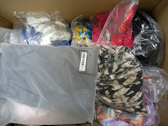 BOX OF APPROXIMATELY 20 ASSORTED ITEMS OF CLOTHING TO INCLUDE GODDIVA, ASOS, ETC