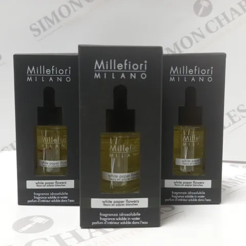 BOX OF 6 X 15ML MILLEFIORI MILANO FRAGRANCE SOLUBLE IN WATER - WHITE PAPER FLOWERS 