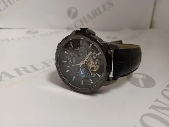 BOXED WILLIAM JOURDAIN LUXURY CHRONOGRAPH WATCH - 3ATM WATER RESISTANT - LEATHER STRAP  