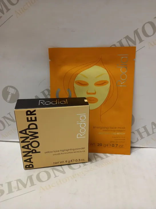 LOT OF 2 RODICAL PRODUCTS TO INCLUDE YELLOW TONE HIGHLIGHTING BANANA POWDER & VITAMIN C ENERGISING FACE MASK 