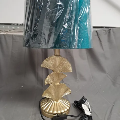 BOXED ALISON CORK GINKGO LAMP WITH VELVET SHADE