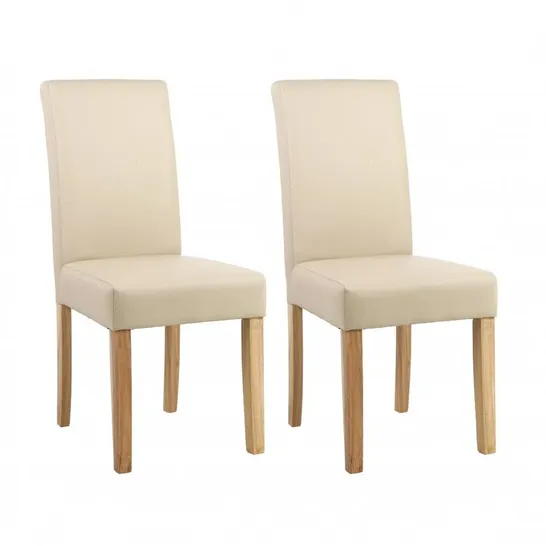 BOXED SET OF 2 NEO LINEN FABRIC DINING CHAIRS IN CREAM (1 BOX)