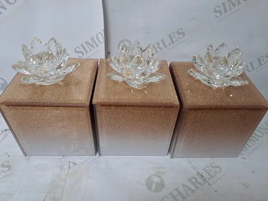 JM BY JULIEN MACDONALD SET OF 3 GLITTER GLASS TRINKET BOXES