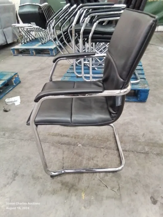 PALLET CONTAINING 6 LEATHER BACK CHROME LEGS COMFRENCE TABLE SIDE CHAIRS