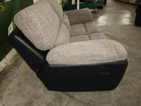 TWO-TONE GREY & BLACK MANUAL RECLINING 2-SEATER SOFA