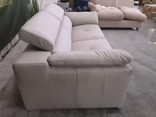 QUALITY DESIGNER 3 SEATER SOFA - IVORY LEATHER