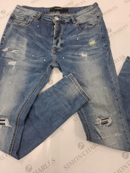 ALESSANDRO ZAVETTI DISTRESSED BLUE JEANS - 34