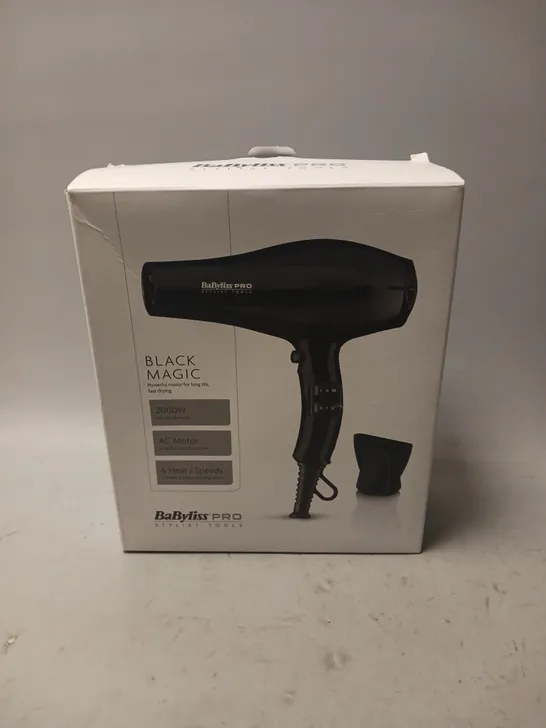 BOXED BABYLISS PRO BLACK MAGIC HAIRDRYER 