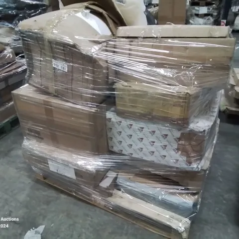 PALLET CONTAINING VARIOUS BOXED FURNITURE PARTS AND OTHER HOUSEHOLD ITEMS ETC.