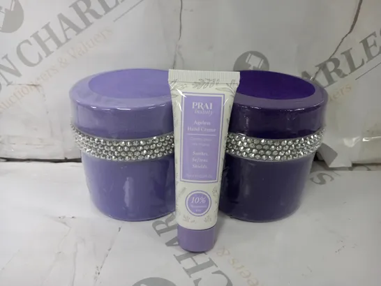 BOXED PRAI AGELESS SET TO INCLUDE - PRAI THROAT & DECOLLETAGE CREME - PRAI THROAT & DECOLLETAGE NIGHT CREME - PRAI AGELESS HAND CREME 