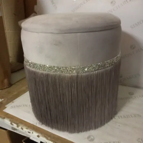 JM BY JULIEN MACDONALD FRINGED STORAGE STOOL, SILVER