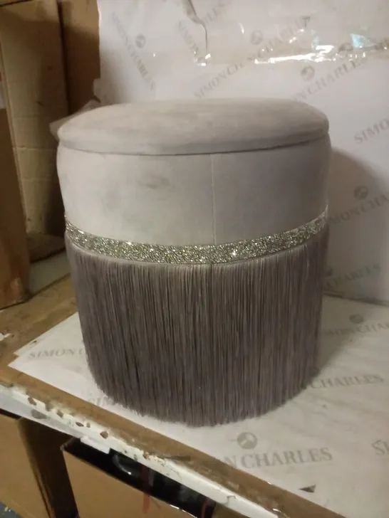 JM BY JULIEN MACDONALD FRINGED STORAGE STOOL, SILVER