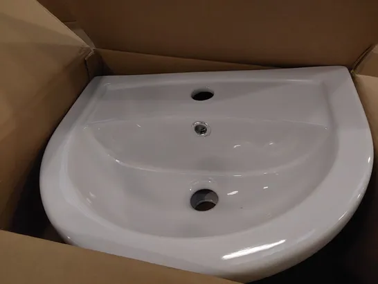 BOXED WHITE CERAMIC BASIN 450mm ONE TAP HOLE