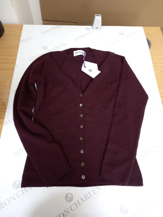 BRORA OXBLOOD CARDIGAN IN MAROON - UK 8 