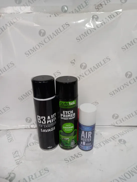 APPROXIMATELY 13 ASSORTED AEROSOL ITEMS TO INCLUDE AIR FRESHNER, PRIMER SPRAY PAINT, AIR DUSTER ETC - COLLECTION ONLY