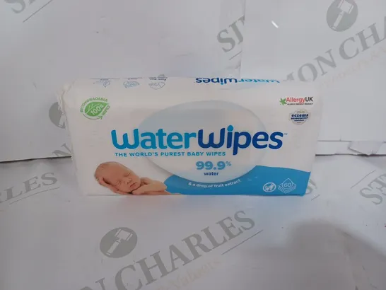 BOX TO CONTAIN 12 X PACKS OF WATERWIPES SENSITIVE NEWBORN BIODEGRADABLE UNSCENTED BABY WIPES, 60 WIPES PER PACK // EXP 07/24