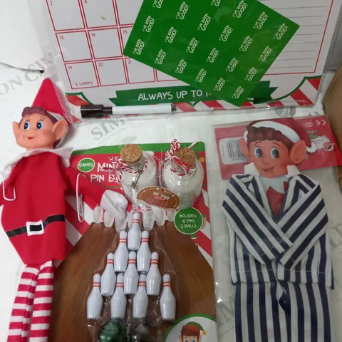 BOX OF ASSORTED ELF ON THE SHELF ITEMS 