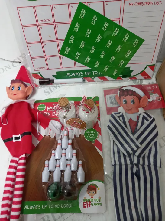 BOX OF ASSORTED ELF ON THE SHELF ITEMS 