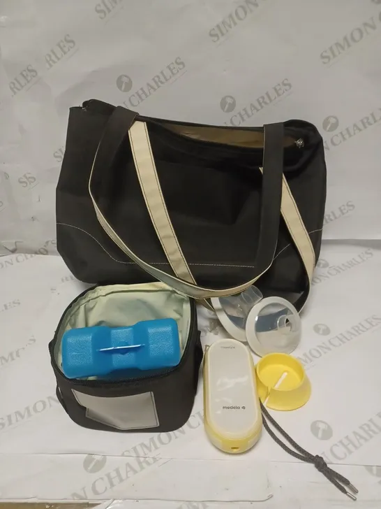 MEDELA FREE STYLE BREAST PUMP, BAG, FREEZER PACK AND CARRY TOTE