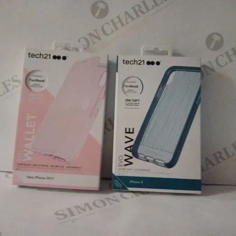 BOX OF TECH 21 - BLUE IPHONE X PHONE CASE AND PINK IPHONE 2017 FLIP CASE