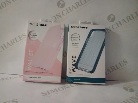 BOX OF TECH 21 - BLUE IPHONE X PHONE CASE AND PINK IPHONE 2017 FLIP CASE