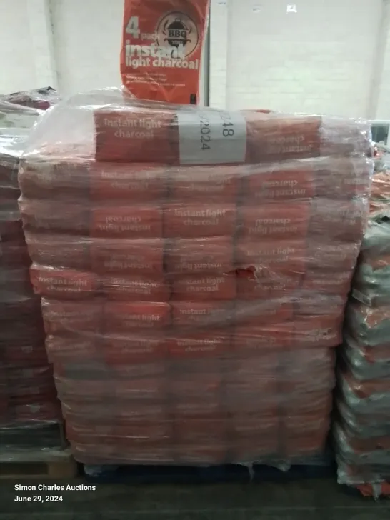 PALLET TO CONTAIN APPROX 110 BAGS OF 4 PACK INSTANT LIGHT CHARCOAL BAGS 