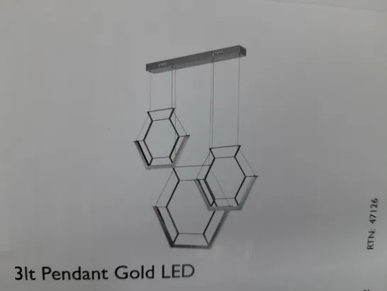 BRAND NEW BOXED DAR HEXAGON 3-LIGHT PENDANT GOLD LED HEX0335