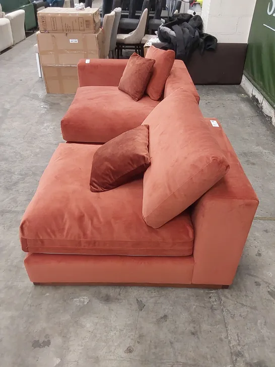 DESIGNER COPPER VELVET UPHOLSTERED SOFA PIECES