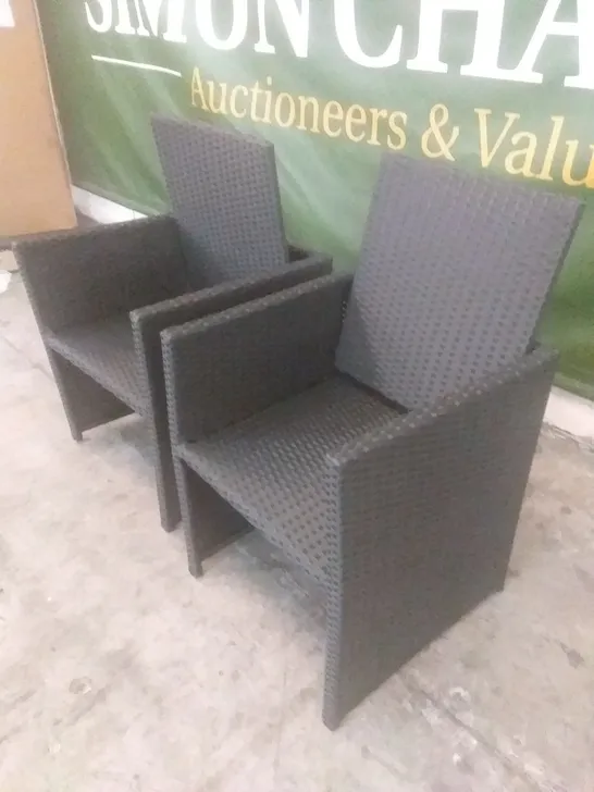 X2 RATTAN EFFECT BLACK GARDEN CHAIRS