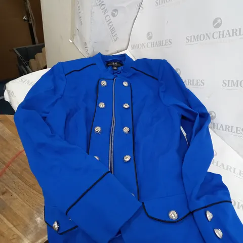 BLUE JULIEN MACDONALD CASUAL JACKET WITH SILVER STYLE BUTTONS SIZE 8