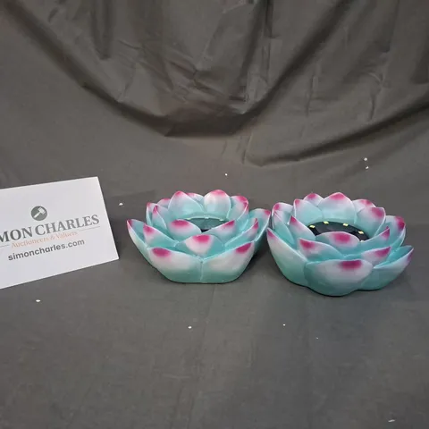 BOXED GARDEN REFLECTIONS SET OF 2 SOLAR LOTUS LIGHTS IN PINK 