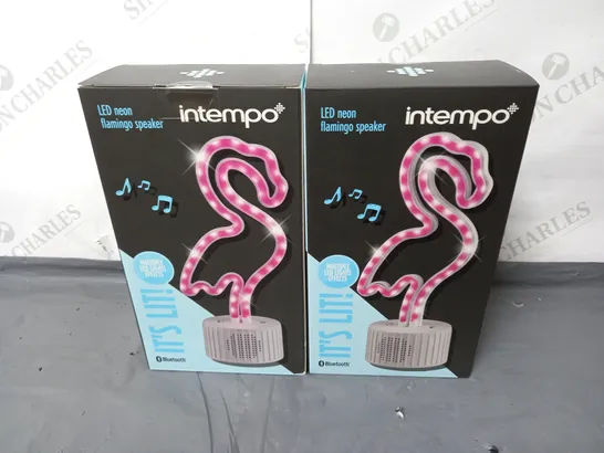 LOT OF 10 BRAND NEW INTEMPO LED NEON FLAMINGO SPEAKERS