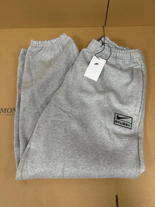 NIKE STUSSY SIZE LARGE GREY RELAXED FIT JOGGERS 