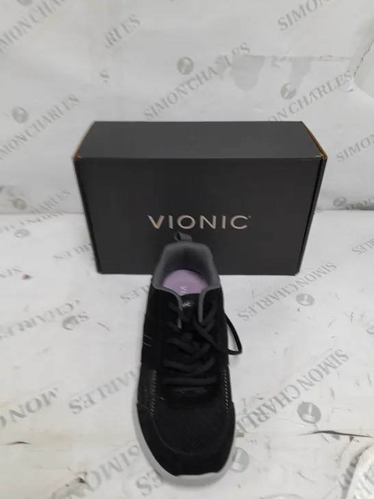 BOXED PAIR OF VIONIC BLACK MESH TRAINER SIZE 6