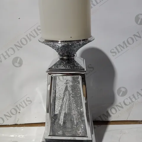 JULIEN MACDONALD FLAMELESS CANDLE HOLDER WITH SWIRLING GLITTER CHRISTMAS TREE 