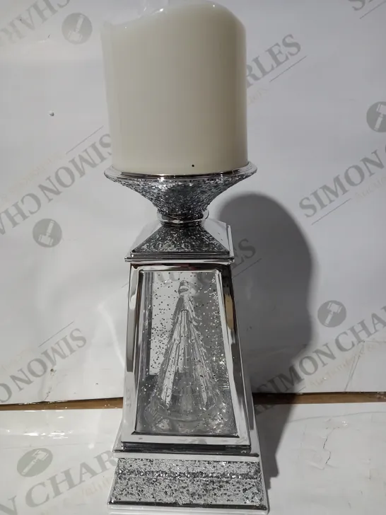 JULIEN MACDONALD FLAMELESS CANDLE HOLDER WITH SWIRLING GLITTER CHRISTMAS TREE 